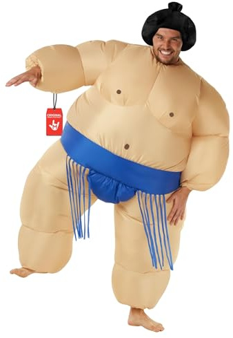 Morph Sumo Wrestler uppblåsbar kostym, uppblåsbar Sumo-kostym, uppblåsbar halloweenkostymer för män, halloweenkostymer män, blå
