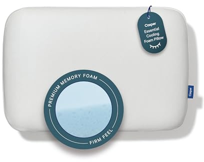 Casper Sleep Essential Cooling Foam Pillow, Standard Size – Firm Memory Foam with Cooling Cover, Supports Side Sleepers, Breathable & Pressure-Relieving