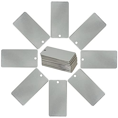 Gravurrohlinge, Stanzrohlinge, Edelstahl, rechteckig, blanko, 25 Stück (6 x 3 cm)