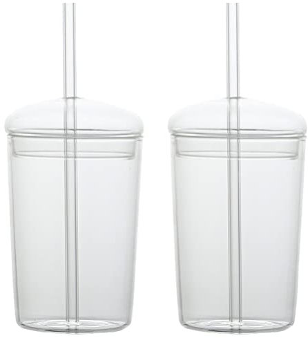 UPKOCH 2 Juegos taza de bebida de jugo taza de vidrio decorativa vaso de café transparente taza de café transparente tazas de café de vidrio botella de vidrio con soda Reutilizable