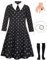 Mrsclaus Disfraz de Halloween para niños, vestido con medias hasta la rodilla, cuello de Peter Pan, color negro, para niña, carnaval, disfraz para niña C003S