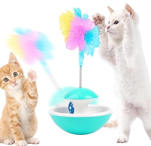Anulely Katzen Federball Spielzeug | Stimulierendes Federballspielzeug für Wohnungskatzen,Unterhaltungszubehör für Katzen für Arbeitszimmer, Katzenhaus, Tierheim, Tierhandlung, Wohnzimmer