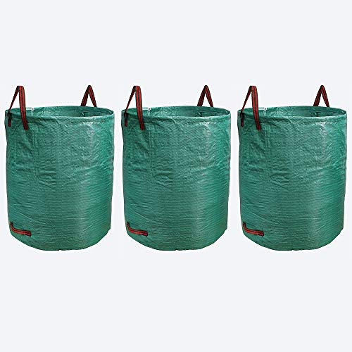 Gartenabfallsäcke mit Griffen, Gartensack Laubsack Abfallsack für Gras Laub Hecke Gartenabfall, 500L Müllsäcke, PE Garten Laubbeutel (Grün/3pcs)