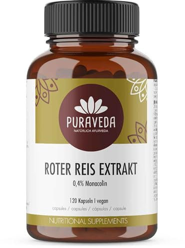 Roter Reis Extrakt Fermentiert 120 Kapseln | 2mg Monacolin | Hefereis - Abgefüllt und kontrolliert in Deutschland | Puraveda