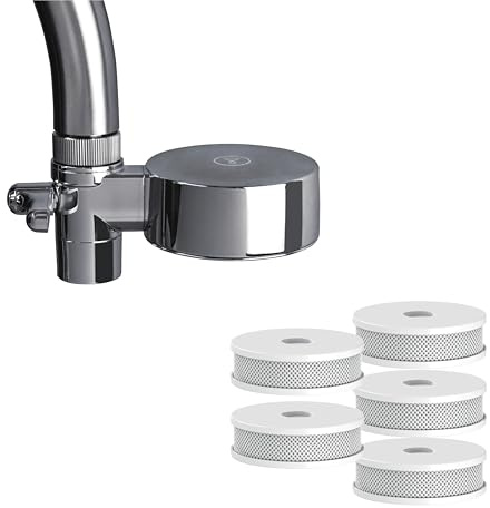 Tappwater EcoPro Compact - Vattenfilter för kranen, 5 stegs Vattenfilter System, Vattenrening av 100+ ämnen inkl klor, kalk, tungmetaller, m.m. Tillverkat av svenska Bluewater (krom, 6 filterpatroner)