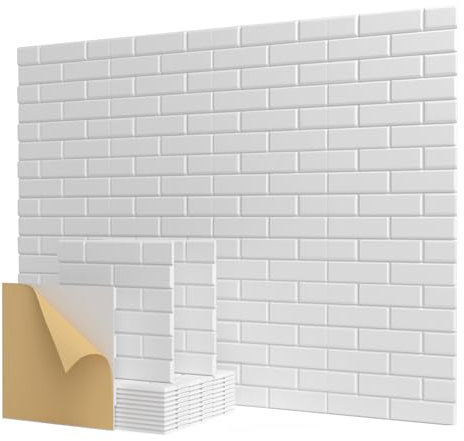 Kuchoow Schalldichte Wandpaneele, selbstklebende Akustikplatten, 12 Stück, hochdichte, schalldichte Paneele für Wände, Ziegelschallabsorbierende Paneele für Heimstudio, Büro, 30,5 x 30,5 x 0,1 cm
