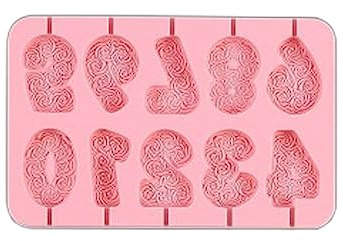 X-Institute Lot de moules à sucettes en silicone en forme de chiffre de 0 à 9 pour fête d'anniversaire, boîte cadeau pour enfants, chocolat, fromage, bâton