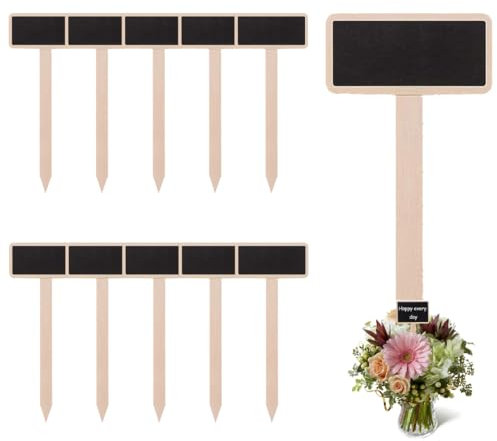 AOEVUIR 10 Pcs etichette per piante in legno tipo T lavagna per piante da giardino etichette per piante da giardino con pennarello per piante da esterno e da interno in vaso erbe etichette