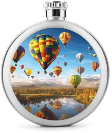 Stainless Steel Flask for Liquor,Hot Air Balloons Print Classic Spirit Flask,travel Flask,wine Flasks,5 Oz Pocket Flask