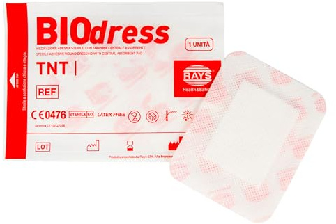 Rays Biodress Medicazione adesiva sterile in Tnt, Cerotti Post Operatori, 10x10 cm (50 unità)