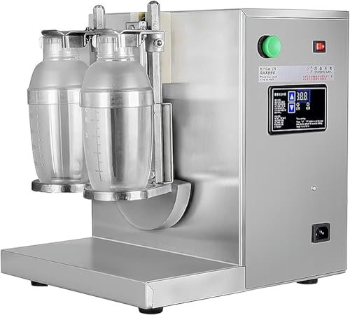 CHIPEL Stainless Steel Double Station Auto Control Mixer Blender ，Bubble Boba Milk Tea Shaker Machine, with 2pcs 750ml Stainless Steel Cups and 2pcs 700ml Plastic Cups
