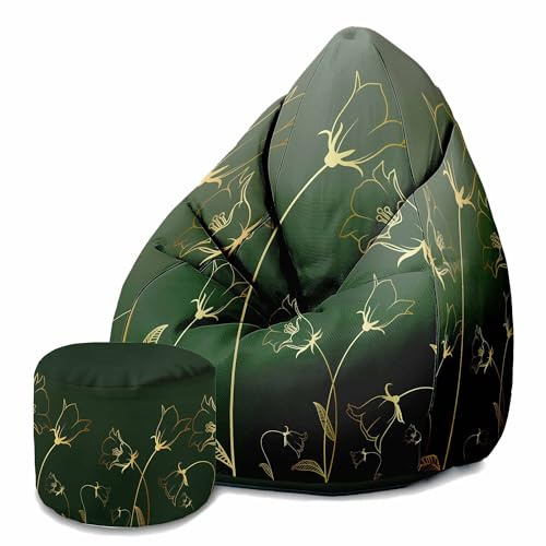 DreamRoots Sitzsack Erwachsene Velvet Samt, Engraving Botanical Pattern