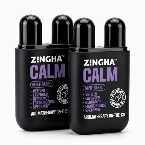 Z!NGHA Natural Aromatherapy Dual Nasal Inhaler Stick – Uplifting Essential Oil Blend for Refreshing Scents & Daily Clarity | Portable, Travel-Friendly Nasal Stick for Aromatic Enjoyment (2pk Calm)