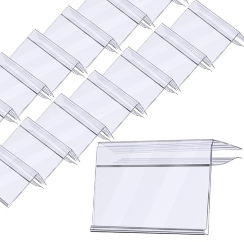 Regaletikettenhalter aus transparentem Kunststoff, zum Anklipsen, für Drahtregale, 0,5 bis 0,4 cm, Holz-/Glasregale, Schilder, Preisschilder, 4,9 x 8,9 cm, 100 Stück