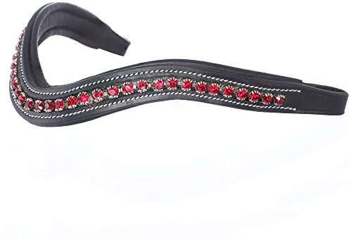Exion - Banda de cejas para caballo para brida inglesa | Banda ecuestre acolchada de forma curvada para espectáculos y doma | Banda de cristal Siam para caballos