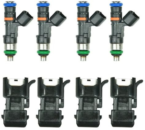 6-teilige Einspritzdüsen mit vier Zubehörteilen, 52 lb, 550 cc, 2,7 TT, kompatibel mit A4 TT, kompatibel mit VW Golf Jetta, kompatibel mit BOSCH 0280158117, Autoteile