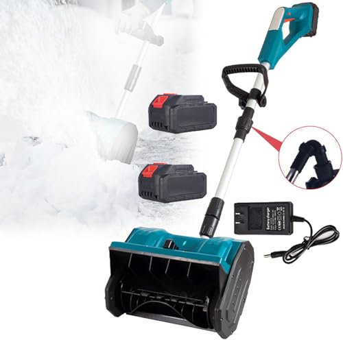 Pala da Neve elettrica al Litio, spazzaneve Manuale elettrica a Spinta, Larghezza di Pulizia di 33 cm, Funzione di rimozione della Neve Regolabile a 45 °, Staccabile e Pieghevole, Adatta per
