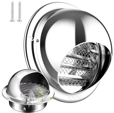 Griglia Di Ventilazione A Sfera In Acciaio Inox 304, 70~200 Mm Cappuccio A Griglia Di Ventilazione Rotonda, Cappa Di Scarico Dell'Aria A Parete Esterna For Tubi Di Ventilazione(160mm/6.30in)