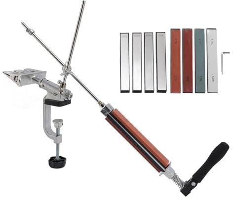 de Afilado de Cuchillos Profesional con 8 Piedras de Afilar, Diseño de Rotación de 360°, ángulo Fijo, Acero Inoxidable, Kit de Afilado de Cuchillos de Cocina, Herramienta de