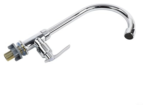 FUANA Nur Kaltwasser-Wasserhahn, Küchenspüle, 360° schwenkbarer Auslauf, bleifrei, Einhebelgriff, SUS304 Edelstahl, Deckmontage, Wassersparfunktion, für Küche, Outdoor, Garten, Bar