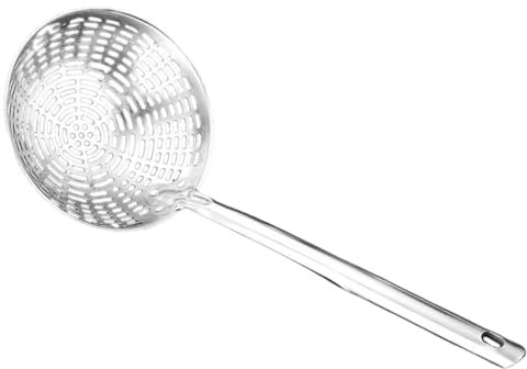 Hemobllo Cuchara Colador De Acero Inoxidable Con Mango Ergonómico Antitérmico Para Cocina Doméstica Espumadera Ranurada Versátil Para Freír Cocinar y Escurrir Alimentos Colador Con Asa Cómo