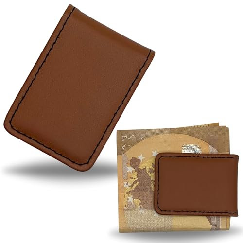 Selective Cards |Fermasoldi magnetico in pelle, elegante e moderno – Mantiene fino a 15 banconote piegate, ideale anche per carte di credito e biglietti da visita,Marrone