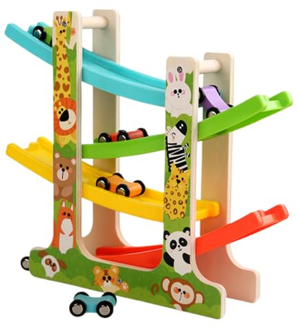 Jouet de rampe pour voiture - Rampe de véhicules pour tout-petits de 2 ans | Jeu de jouets de piste de course en bois, empilage du jeu de compétences motrices pour ni