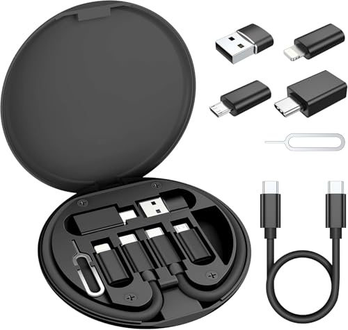 AYMBH PD 60W USB Type C Cable Adapter Set – Multi-Functional Charging Kit with USB A/Micro/iOS Adapters, Data Transfer, SIM Storage & Phone Holder – Travel-Friendly USB Converter Box