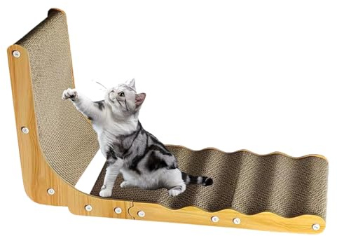 Rascador en L para gatos | Juguete Interactivo Interior para gatos | Juego Distrayente Multifunción para Animal Doméstico, Bandeja Rascador para Twinket