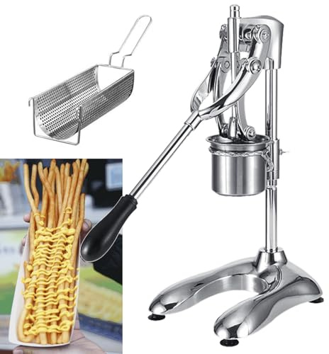 Troqullium Manual Long Fries Maker Machine, 12 Holes Stainless Steel Potato Strips Machine Fried Chips Squeezer Extruder, 30cm Potato Strips Machine