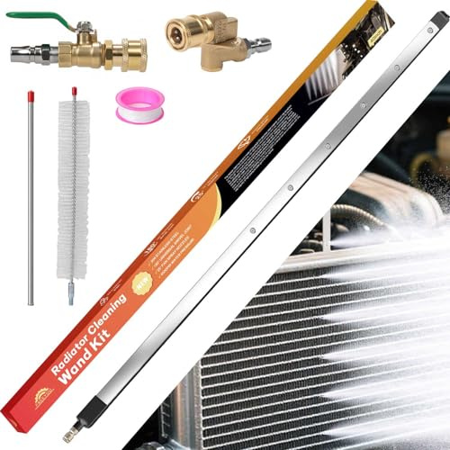 FREEYOU 40 Upgraded Radiator Cleaning Wand With 25° Fan Nozzles,Water and Air Dual-Use 4500 PSI Pressure Washer Tool Set for Car,Truck and Other Vehicles.