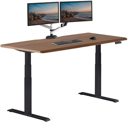 Vari ComfortEdge 72x30 Inch Adjustable Electric Standing Desk – Sit Stand VariDesk with Memory Presets, Sloped Edge, 180 LB Capacity + Tool-Free Assembly (Walnut/Black)