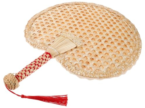 Gatuida Abanico de Mano Rústico de Paja de Trigo Ventilador Manual Ligero y Resistente para Verano Diseño Retro Hecho Mano para Decoración y Uso Playa Adultos
