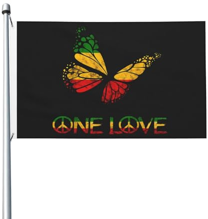 Piratflagga dubbelsydd fjärilsflaggor reggae fred rastafari rötter hängande vimpel för evenemang trädgårdsfest 90x150 cm
