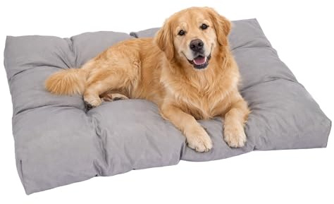 ARATERVIO Hundekissen Haustiere waschbar 87.5×117cm Hundebett Größe L, Gesteppt & Gepolstert Hundematte Grau, ganzjährig einsetzbar für Innen und Außen, rutschfeste Weiche Hundematratze für Haustiere