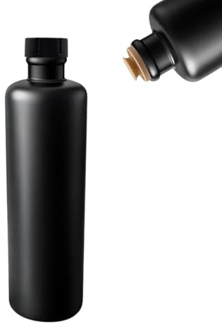 mikken Flasche 500 ml aus Keramik zum befüllen schwarze Ölflasche mit Ausgiesser, Korken, Etikett - made in Germany