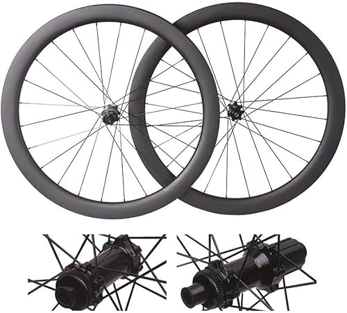 700C Hjulsats för landsvägscykel i kolfiber, 36T frihjul, 38/45/50 mm fälgar, genomgående axel, center-lock nav för skivbromsar, kompatibel med 7/8/9/10/11/12-växlade kassett,45mm