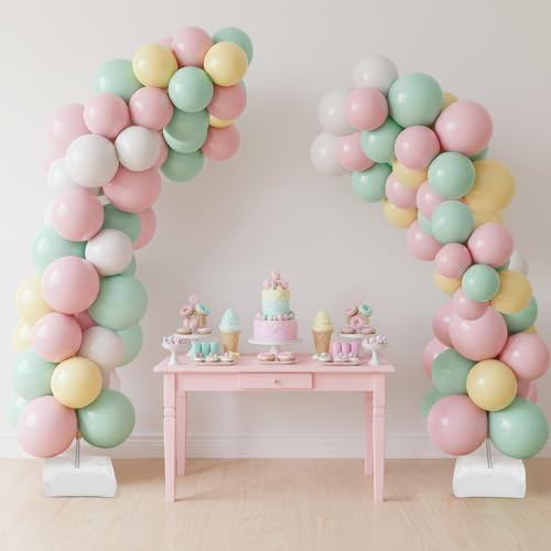 Ballonbogen Gestell Kit 1.5M & 2.5M frei biegbare Luftballon Bogen mit Wasserfüllbasis wiederverwendbar Ballonständer Gold Weiß für Hochzeit Geburtstag Babyparty Party Deko