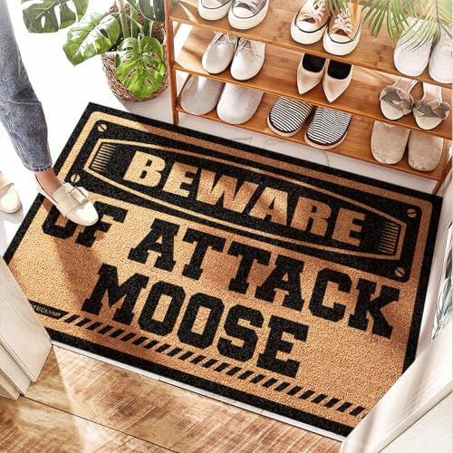 EJXN Rektangulär resväska dörrmatta | Akta dig för attackälg – lerrum och baby/hall – rolig dörrmatta utanför ingång, jordgubbe (65 x 90 cm)