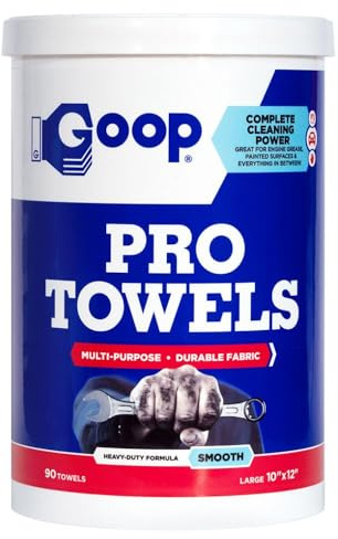 GOOP Pro Towels Heavy-Duty Multi-Surface Cleaning Wipes – Removes Engine Grease, Grime & Paint – Safe for Tools, Machinery & Painted Surfaces – 90 Extra Large 10 x 12 Towels