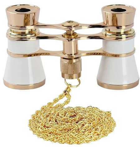 AiScrofa Opera Glasses Binoculars 3X25,Mini Binocular Compact Lightweight,with Chain for Adults Kids Women in Musical Concert (White with Chain)