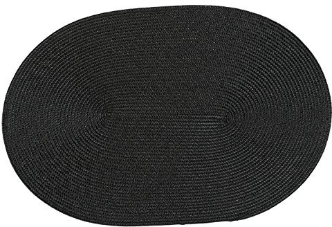Haus und Deko Platzset Polypro oval ca. 45 x 30 cm Schwarz Platzdeckchen Tischset geflochtene Bast-Optik
