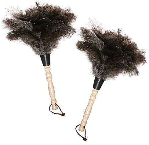 Midoneat Natural Gray Ostrich Feather Duster,2 Packs,Car Duster Interior/Exterior Cleaner, Cleaning for Blinds Kitchen Keyboard Office, Smart and Soft and Fluffy (Gray)