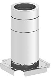 H&M New Line Edelstahlschornstein Schornstein Einzelteil doppelwandig Grundplatte mit Design Reinigung Ø120mm Innendurchmesser 25mm Isolierung für Wand und Boden Montage