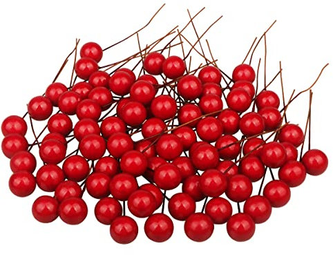 Jangostor 200 Stücke Weihnachts Rot Frucht Künstliche Rot Weihnachtsbeere Künstliche Stechpalmenbeere für Weihnachtsbaum Weihnachtsgirlande Hochzeit Home Dekoration