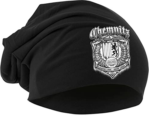 UGLYSHIRT Für Immer Chemnitz Mütze | Strickmütze - Chemnitz Beanie - Hut - Chemnitz Logo - Hat - Stadt - City | Beanie Druck: Weiß