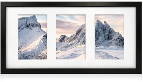 Innoteck 3 in 1 Matt Black Wooden Photo Frame with Three 6x4 Openings – Horizontal or Vertical