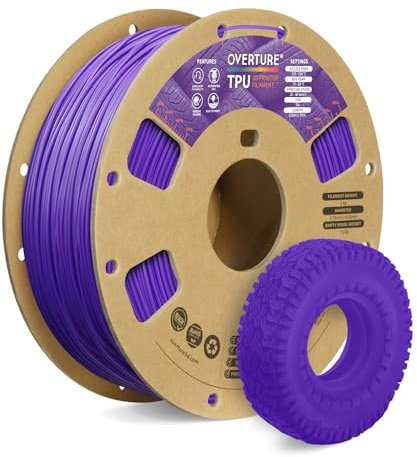 OVERTURE TPU Filament 1.75 mm, Flexible TPU Rolle Weiches 3D-Drucker Filament, 95A 1kg Spule (2.2 lbs), Maßgenauigkeit +/- 0,02 mm (Lila)