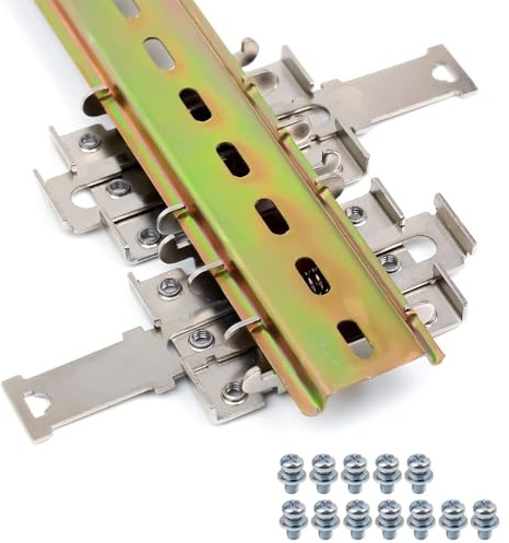 LNSYSNS Hutschiene 200 × 35 mm mit 2 feste Klemmschelle und 12 Schrauben | DIN-Schiene - zur Befestigung von Leiterplatten und Elektronik