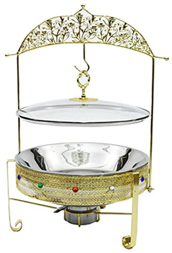 Samnuerly Chafing Food Warmer Chafing Dish Food Warmer Food Warmer Chafing Dish W/Stand Heat Container For Catering Buffet And Party Convenient and Practical (Color : Gold, Size : 8L) old 8L